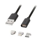 Cablu USB A-micro+LGT+tip C t-t 1.0m cap magnetic
