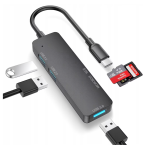 HUB USB tip C 3p+card reader SD+microSD