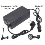 Incarcator litiu 67.2V 3A mufa 3 pini tip PC