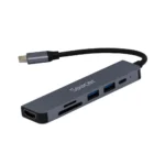 Convertor USB tip C-HDMI+USB tip C+2xUSB A 3.0+card reader t-m 6in1 Spacer