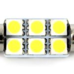 Led bec T10x36 6x5050 alb rece blister