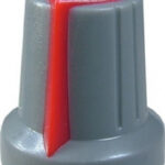 Buton plastic gri-rosu moletat