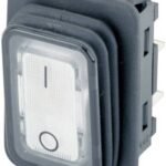 Intr CR 36.4x27.8x26.6mm ON-OFF 20A 250Vac rocker alb ilum IP65