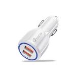 Alimentator USB A x2 auto 3.1A QC3.0 alb