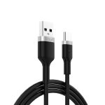 Cablu USB tip C 1m 3A negru Golf Metal Braided HQ